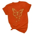 thumbnail image 4 of Sakmal Womens Tops Trendy Orange Short Sleeve Butterfly Crew Neck Graphic T-Shirts Womens T Shirts, 4 of 6