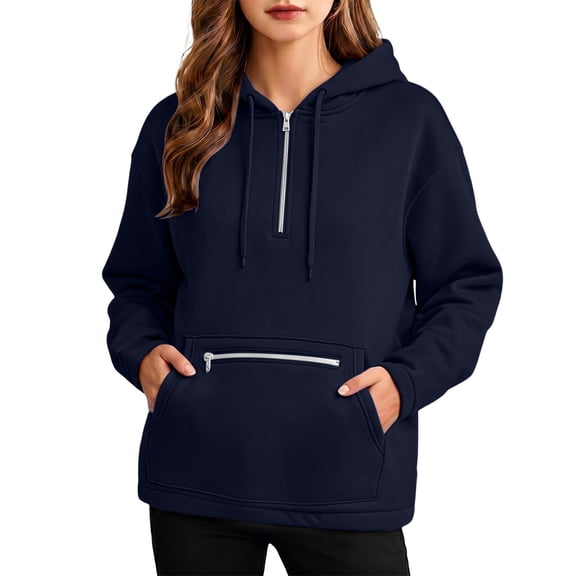 GUACER Hoodies for Women Zip Up Long Sleeve Soft Loose Fit with Zipper Pockets Casual Sweatshirts