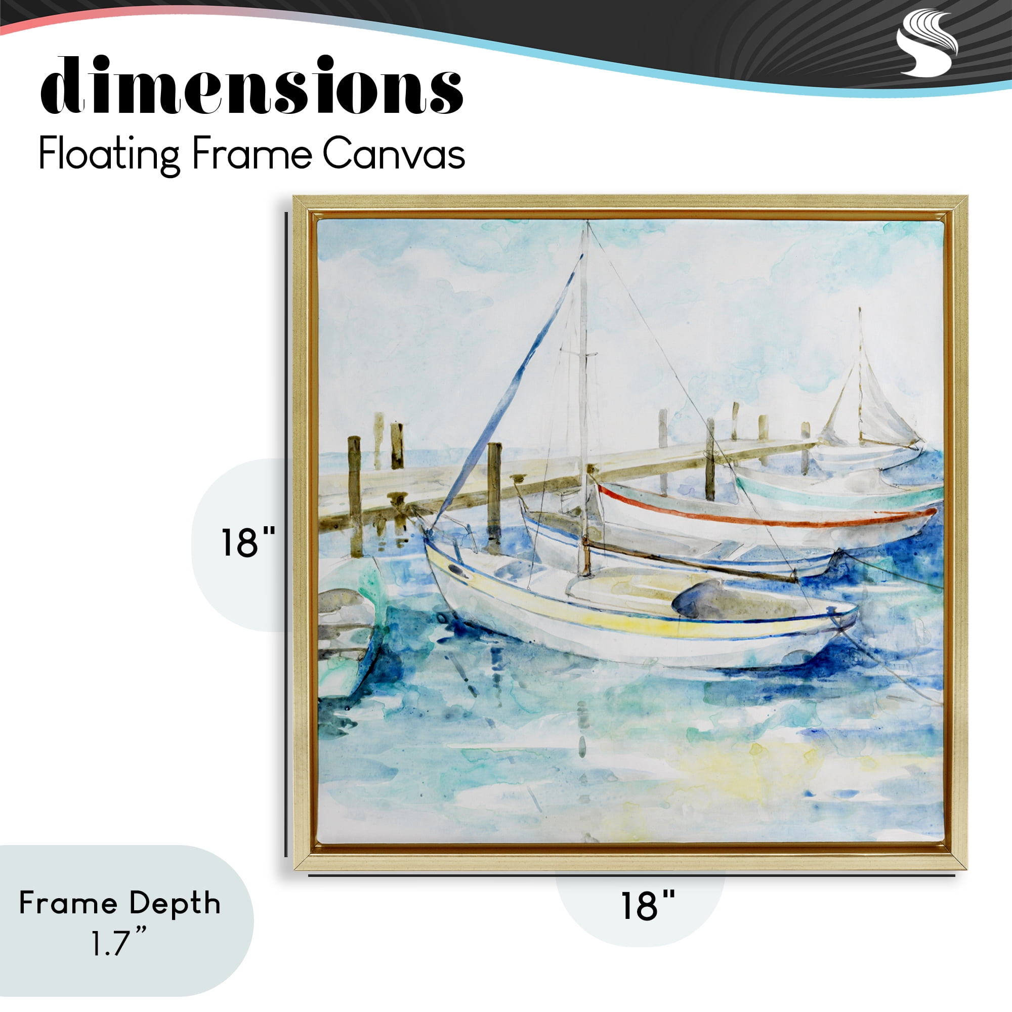 Stupell Industries Docked Sails on Stormy Seas Gold Framed Floater Canvas Wall Art, design by Lorenzo Collective
