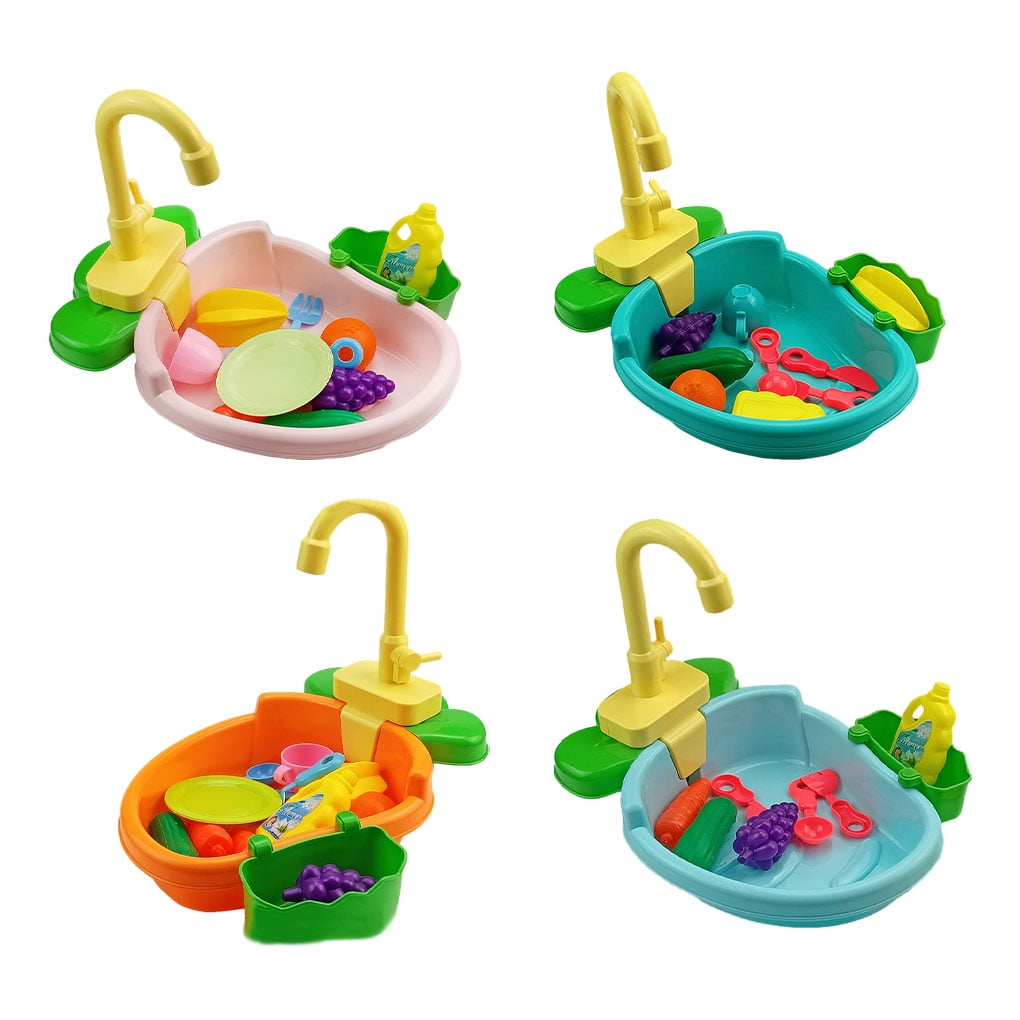 VONKY Fun Of Pretend Role Play With Kitchen Play Sink Fun Play ABS Wash Up Kids Kitchen Set Gift Orange
