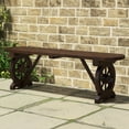 thumbnail image 5 of Costway Patio Rustic Wood Bench with Wagon Wheel Base Slatted Seat Design 710 LBS Max Load, 5 of 9