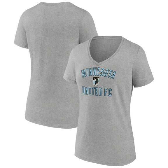 Women's Gray Minnesota United FC Victory Arch Logo V-Neck T-Shirt