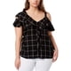 thumbnail image 1 of INC Blusa con hombros descubiertos a cuadros para mujer, negro, 3X, 1 of 1