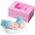 thumbnail image 1 of 1 pieza de nuevo diseño de llegada 3D molde de silicona para bebé conejito vestido de bebé herramientas de decoración de pasteles de fondant de chocolate, 1 of 7