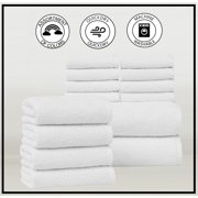 Brooklyn Loom Everyday Ribbed Sage 14 Piece Towel Set, Solid Textured, for Men and Women, Oeko-TEX Certified Confidence