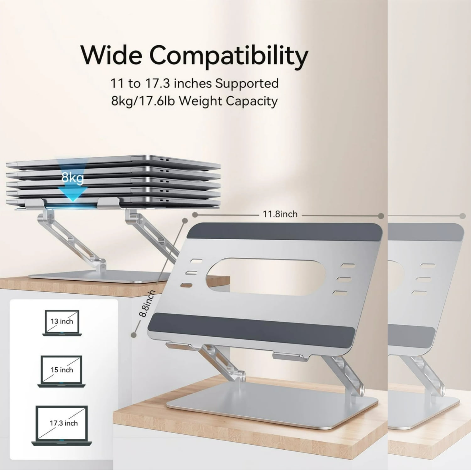 RAOYI Laptop Stand for Desk, Portable and Foldable Adjustable Riser for HP/Mac/Dell/Samsung/Lenovo, Fits All Laptops and Notebooks up to 16 inch, Black