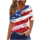 thumbnail image 2 of Fiudx Ofertas Flash Del Día Solo En Línea Blusa de Manga Corta Estampada a La Moda para Mujer, Blusas Informales con Cuello En V, 2 of 5