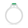 thumbnail image 2 of Angara Natural 0.95 Ct. Emerald with Diamond Halo Ring in 14K White Gold for Women (Ring Size: 11.5), 2 of 11