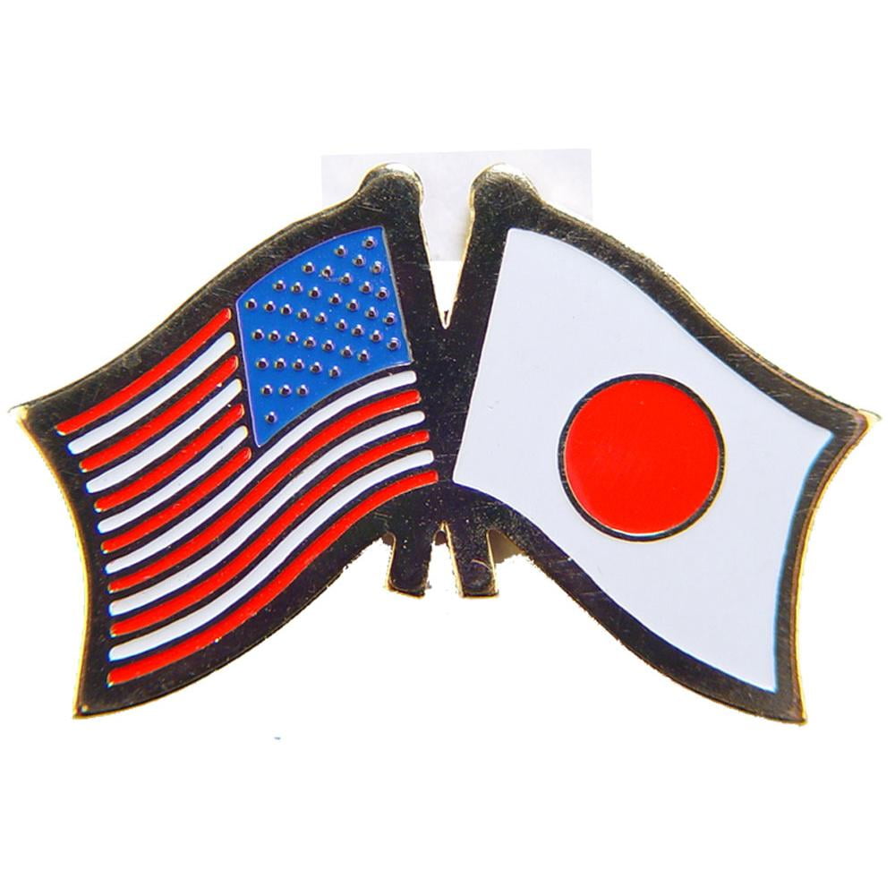 American & Japan Flags Pin 1"