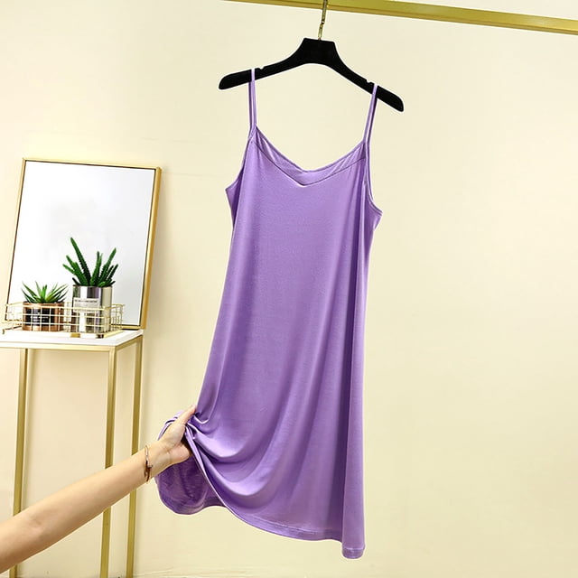 Camisón corto de algodón para mujer, con tirantes, color liso, holgado y cómodo, sin mangas