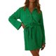thumbnail image 2 of VISgogo Vestido de camisa con botones para mujer, mini vestido plisado de manga larga con cuello en V y cinturón VISgogo moda, 2 of 9