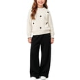 thumbnail image 3 of ITSAME Outfit Sets for Girls Crewneck Knit Sweater & Pants Set 2Pcs Fall Winter Comfy Casual Clothes White Size 5T, 3 of 6