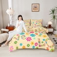 thumbnail image 4 of Homewish Retro Flowers 3-Piece Full Size Comforter Sets For Teens Female Girls,Spring Garden Bedding Comforter Set,Chic Floral Blossoms Lightweight Bedding Sets,Lightweight Room Decor,Reversible, 4 of 8