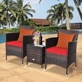thumbnail image 4 of Gymax Ensemble de Mobilier d'Extérieur en Rotin pour Patio 3 Pcs avec Chaises Coussinées et Table Basse, 4 of 10