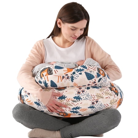 BATTOP Nursing Pillow for Breastfeeding, Plus Size Breastfeeding Pillow for More Support for Mom, with Removable Cover Adjustable Waist Strap, Feeding Pillow