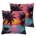 thumbnail image 2 of JRXY Summer Beach Throw Pillow Covers Set of 2,Tropical Palm Tree Sunset Pillow Cases Decorative Soft Square Case Home Decor for Sofa Bed Living Room Farmhouse White, 2 of 6