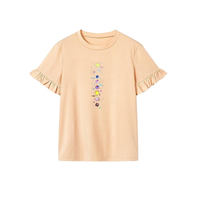Camiseta de mujer Trajes de verano Camiseta casual con cuello redondo para senderismo Compras Oficina L