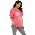 thumbnail image 1 of LUXUR Hauts d'Été pour Femmes T-shirt Imprimé Pissenlit Manches Courtes T-shirt Mode Pull Col Rond Tee Rouge S, 1 of 3
