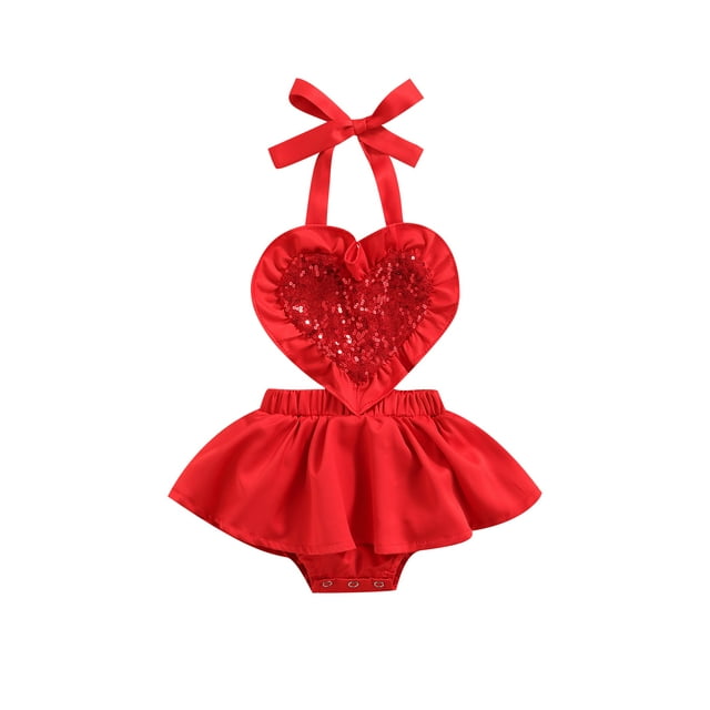 Honganda Tie-up Licol Body, Volants Paillettes Amour Motif Romper
