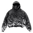 thumbnail image 4 of Halloween Y2K Gothic Skull Skeleton Print Hoodie Halloween Graphic Streetwear Pullover Sweatshirt, 4 of 4