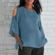 thumbnail image 2 of Vestidos Casuales Para Mujer, Blusas De Mujer De Moda Blusa holgada con hombros descubiertos y cuello redondo con mangas cortas para mujer, 2 of 6