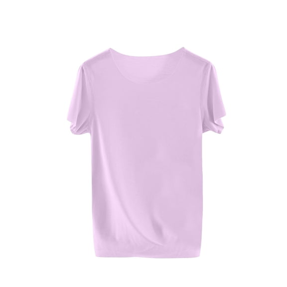 IFNWSV Girl Tops Teens Solid Color Round Neck Short Sleeve T-shirt Breathable and Comfortable Top Purple 7 Years