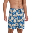 thumbnail image 2 of Balery Swan Birds Pantalones cortos de pijama de punto de algodón para hombre con cinturilla y bolsillos-Medium, 2 of 6