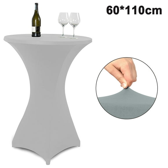 Round Spandex Table Cover, Four-Way Tight Fitted Stretch Tablecloth for Cocktail Tables, Outdoor Party, DJ, Tradeshow, Banquet, Wedding, Black.