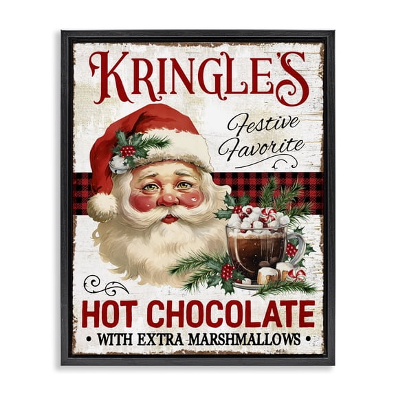 Stupell Industries Rustic Lodge Kringle's Hot Chocolate Black Floating Frame Canvas Art, 17 x 21, by Creatif Belle