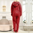 thumbnail image 6 of XuJwPNcy Pajamas for Women Fleece Onesies Warm Sherpa Lined Romper Sleepwear Hooded Loungewear Pjs Jumpsuit, 6 of 7