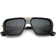 thumbnail image 2 of Lunettes de Soleil Aviateur Carrées pour Homme Tendance Mode Monture en Métal Doré Punk Rétro Cool, Multicolore, 2 of 5