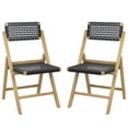 thumbnail image 5 of Spaco Set of 2 Folding Chairs, 2 Pieces Dining Chairs with Woven Rope Seat and Back, Dining Chairs for Outdoor as Garden, Patio, Black, 5 of 9