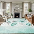thumbnail image 2 of Turquoise Flowers Large Area Rugs for Bedroom Living Room, Soft Non Slip Carpet Bedside Rug, Farmhouse Gradient Floral Plants Rectangular Floor Cover Kitchen Accent Rug 5'x7' for Dining Room/Office, 2 of 9