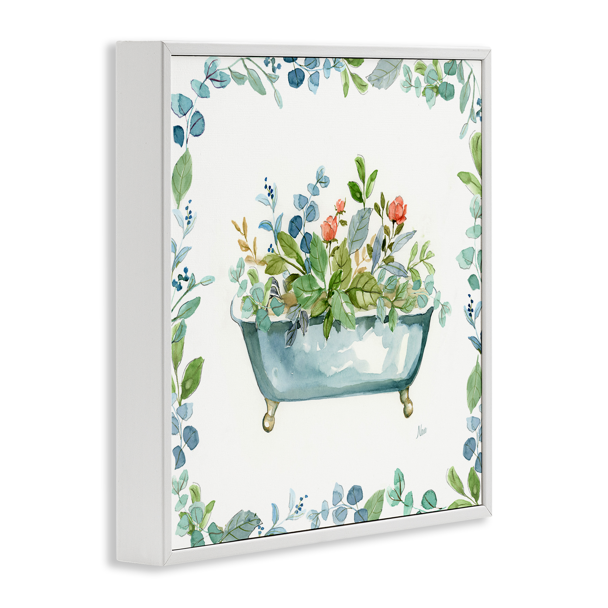 Stupell Industries Plant Filled Tub Typography Painting White Framed Art Print Wall Art, 12 x 12