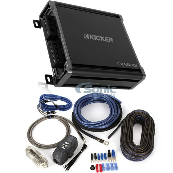 Kicker CXA400.1 Monoblock Class-D Amplifier   Free NVX XKIT82 8 AWG Amp Kit