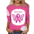 thumbnail image 2 of TIMIFIS Chandails de Sensibilisation au Cancer du Sein pour Femmes Ruban Chandail à Manches Longues Blouse Imprimée T-shirt Ample Blouse à Manches 3/4 Col Rond Hauts Décontractés Automne/hiver, 2 of 4