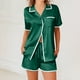 thumbnail image 1 of Pijama informal de poliéster para mujer, blusa lisa de manga corta con cuello vuelto, pantalones cortos a la moda, 1 of 8