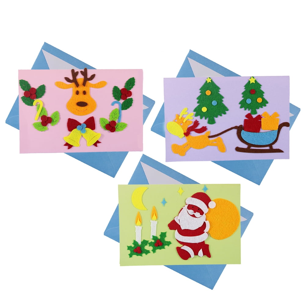 3PCS DIY Cards Making Materials Christmas Greeting Cards Supplies Craft Accessories for Kids