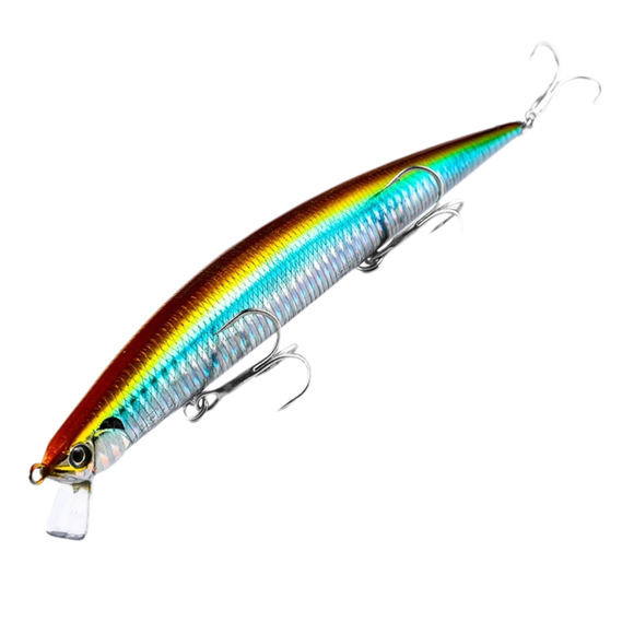 Leurre Flottant Wobbler pour la Pêche, Jerkbait d'Eau Salée 175 Mm/27 g, Leurre Suspendu Lent pour la Pêche de Surf, Flétan et Achigan C,1 x Appât Articulé