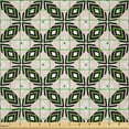 thumbnail image 2 of Ambesonne Retro Fabric by the Yard Microfiber, Geometric Flora Ornament Art, 5 Yards, Army Green and Pale Eggshell, 2 of 2