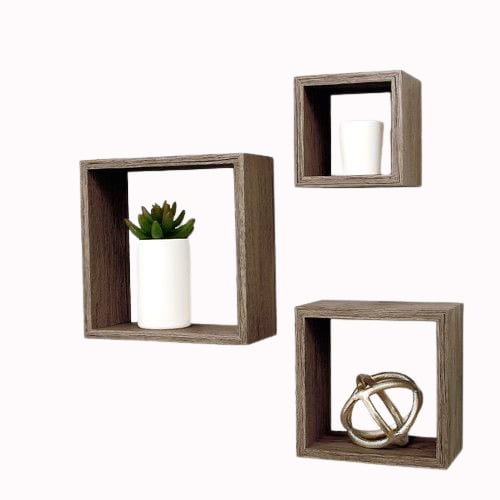 Repisas Flotantes Cuadradas Set premium Café integral