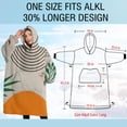 thumbnail image 4 of Oversized Wearable Blanket Hoodie,Orange Boho Geometric and Plant Pattern Sherpa Blanket Hoodie with Super Pockets,Super Warm Fuzzy Pullover for Women & Men, 4 of 6