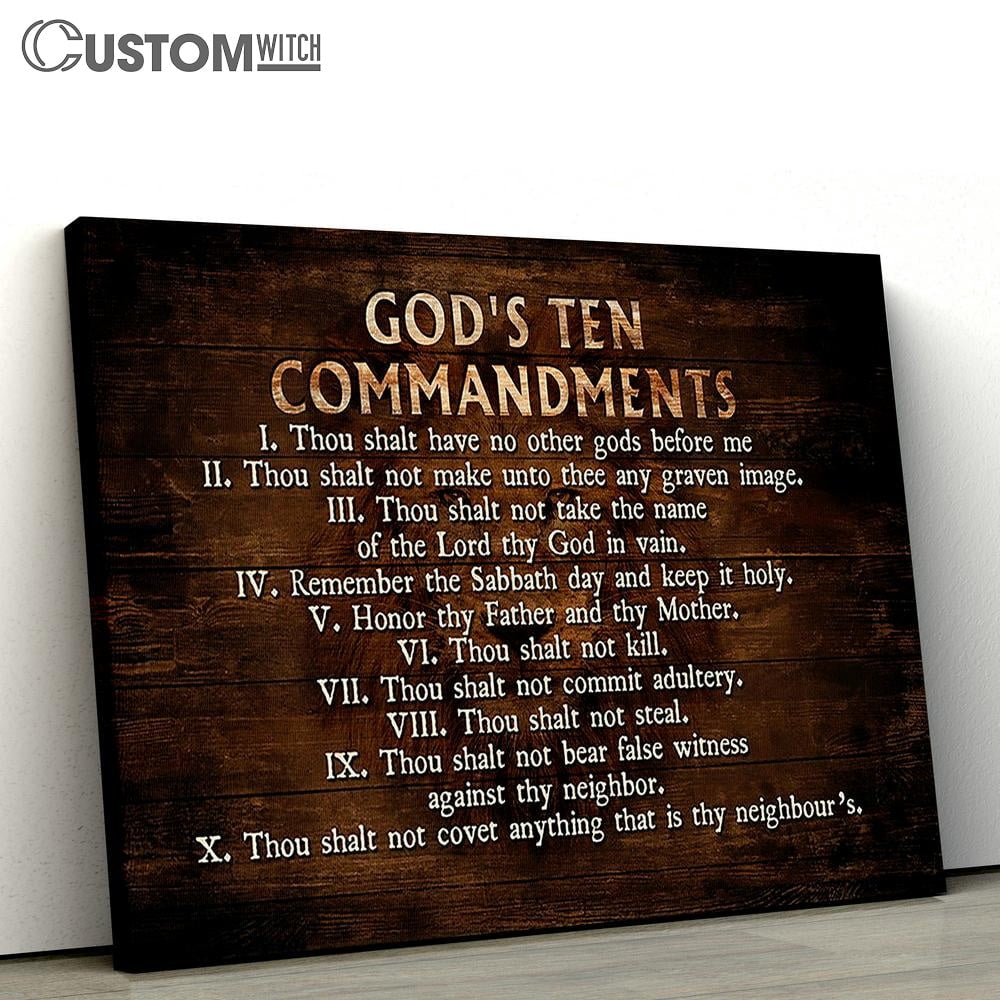 God s Ten Commandments Canvas Framed Wall Art Decor Bible Verse Scripture Print Inspirational Religious Wall Decor Gift