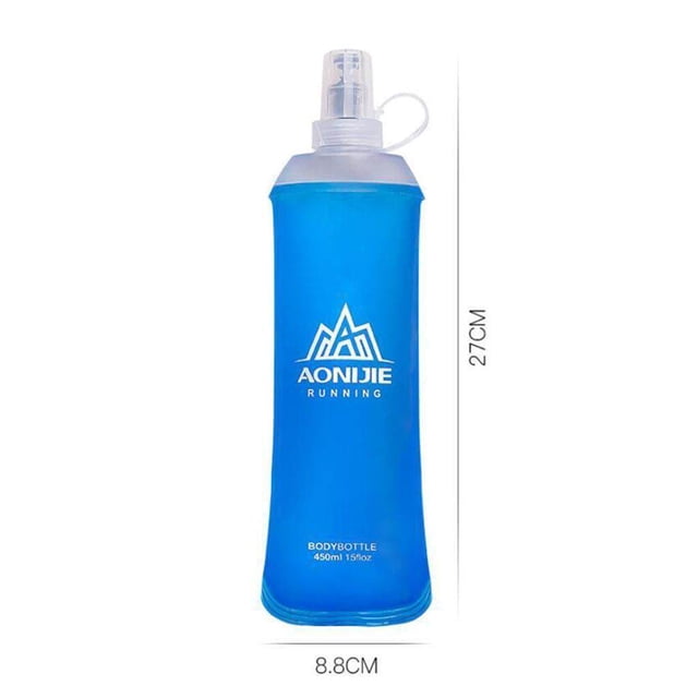 TPU Soft Flask Running Collapsible Water Bottles for Bottle Portable Hiking 450ml Blue