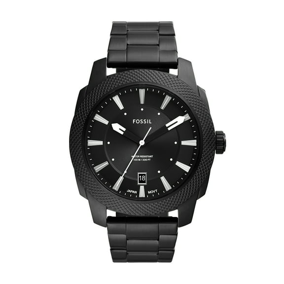Fossil Men's Machine Three-Hand Date, Black Stainless Steel Watch