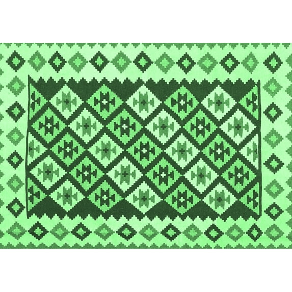 Ahgly Company Indoor Rectangle Southwestern Emerald Green Country Area Rugs, 8' x 12'