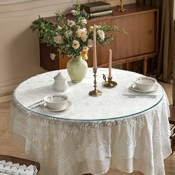 SUDICA 40" Round Glass Table Top, 1/3" Thick Clear Glass, Furniture Replacement Surface