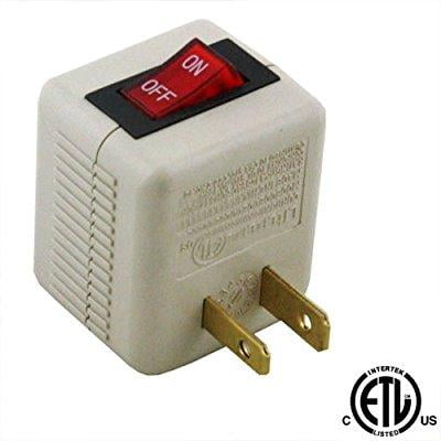 01 Plug Prong - Wideskall 2 Prong AC Power Wall Plug On / Off Switch Tap Adapter ETL Certified