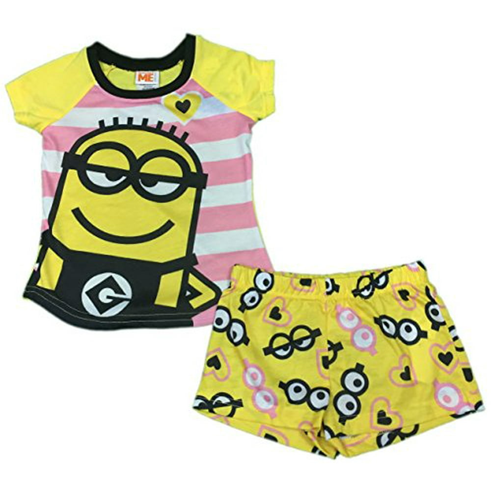 Despicable Me Little Girls' Minions Short Sleeve Shorts Pajamas, 410