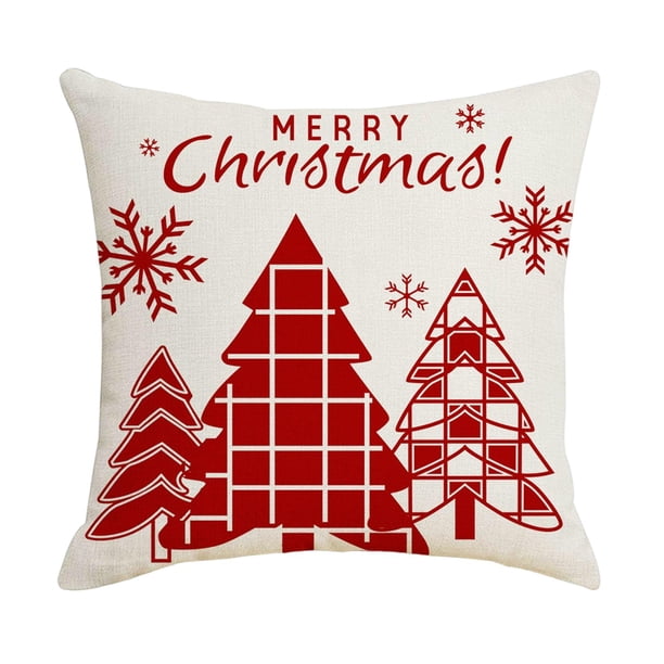 Funda de almohada navideña protectora, cuadrada, rústica, decorativa. Estilo D